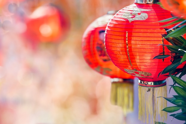 Photo chinese new year lanterns in china town.