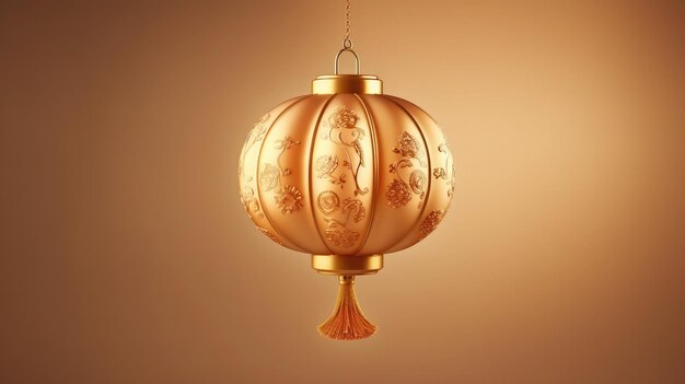 Chinese New Year lanterns golden color 3D rendering real details