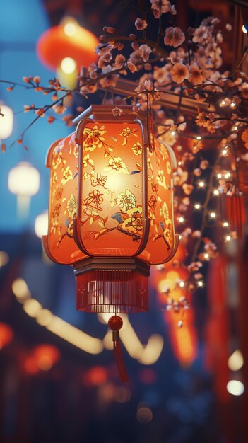Китайские новогодние фонари в городе.