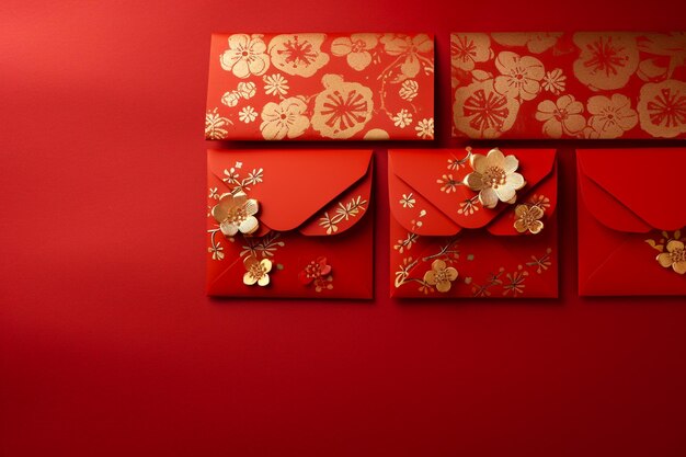 Photo chinese new year or lunar lucky red money envelope