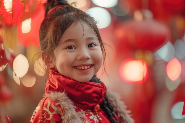 Chinese new year party with family being enjoyed by a small girl