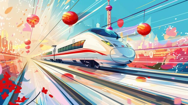 Chinese new year picture with train in high speed passing by calendar concept of chinese new year holiday travel rush ticket textget tickets now for chinese new year travel