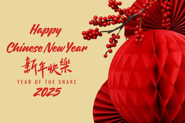 Chinese New Year a poster for the new year with traditional Chinese decor