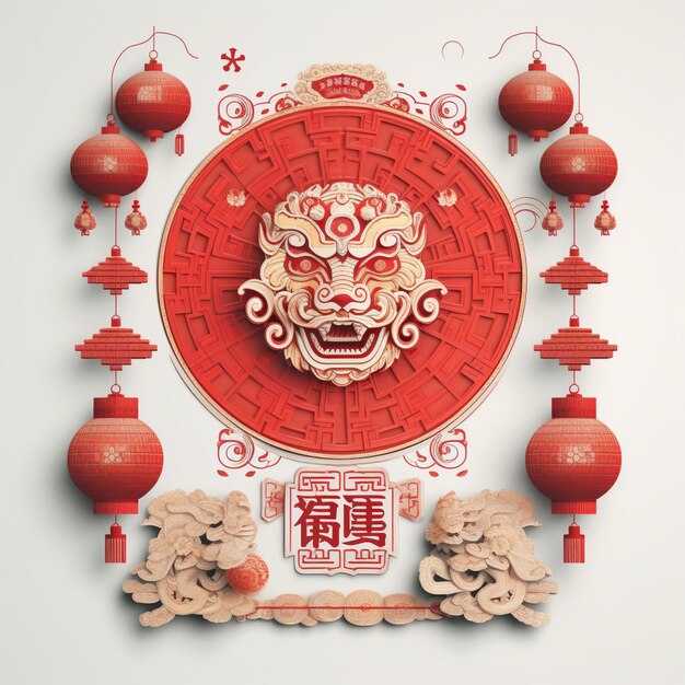 Chinese new year poster with transparent background high