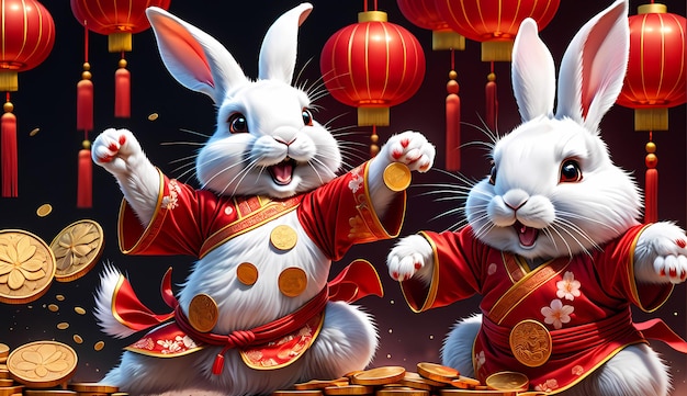 Chinese new year rabbit Chinese new year zodiac signs rabbit Chinese new year background