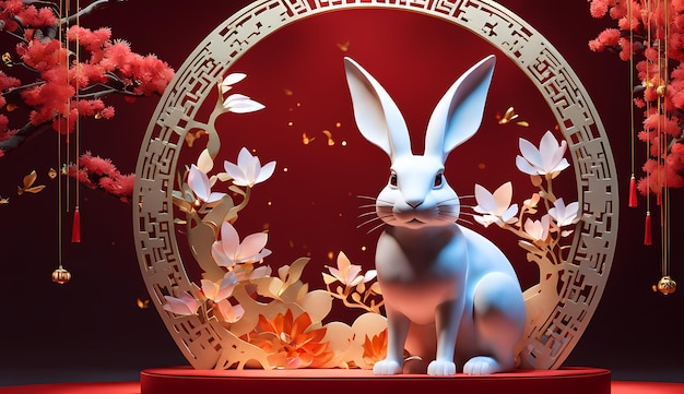 Chinese new year rabbit Chinese new year zodiac signs rabbit Chinese new year background