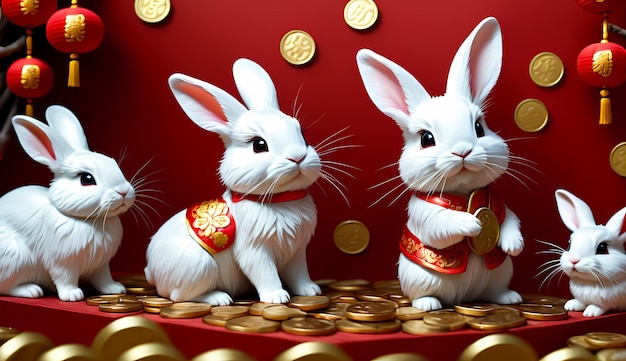 Chinese new year rabbit Chinese new year zodiac signs rabbit Chinese new year background