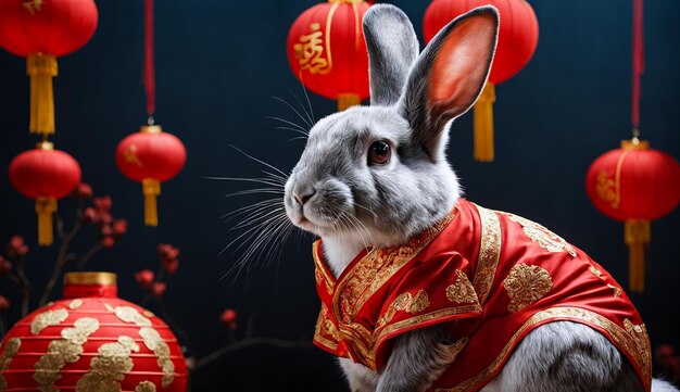 Foto coniglio del nuovo anno cinese anno del coniglio sfondamento del nuovo anno cinese