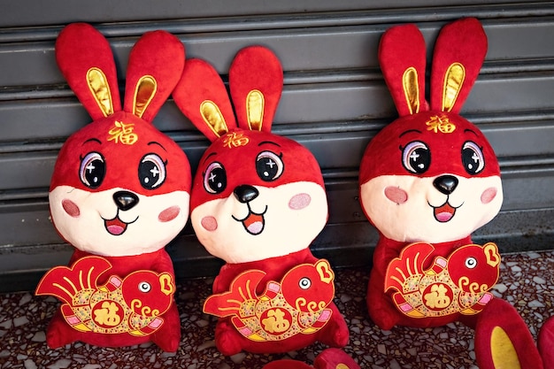 Chinese new year rabbits toys in Chinatown