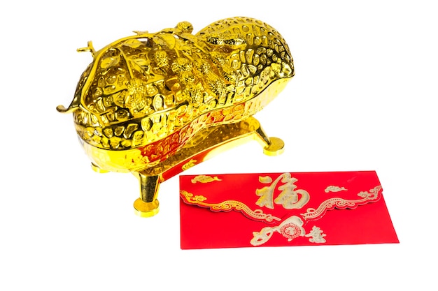 Китайский Новый год красный конверт и орнамент, ведро с золотом