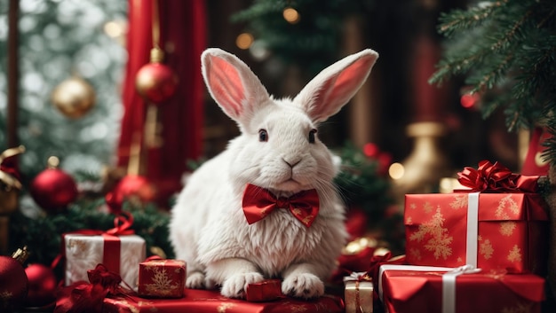 写真 中国の新年ヴィンテージウサギの喜び 2023年のクリスマス祝い