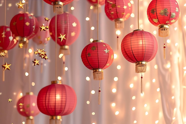 Chinese New Year Scene with Red Lanterns 1