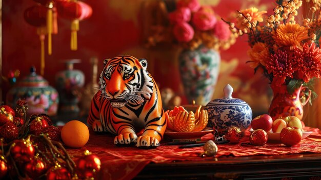 Photo chinese new year still life of tiger celebration