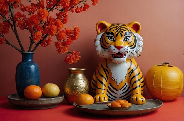 Photo chinese new year still life of tiger celebration