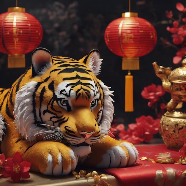 Foto nuovo anno cinese celebrazione della vita morta della tigre