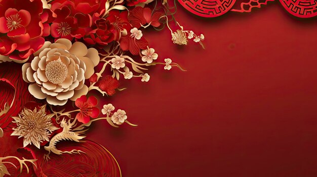 Photo chinese new year theme background with dragon sign typical chinese frames style of paper cut art