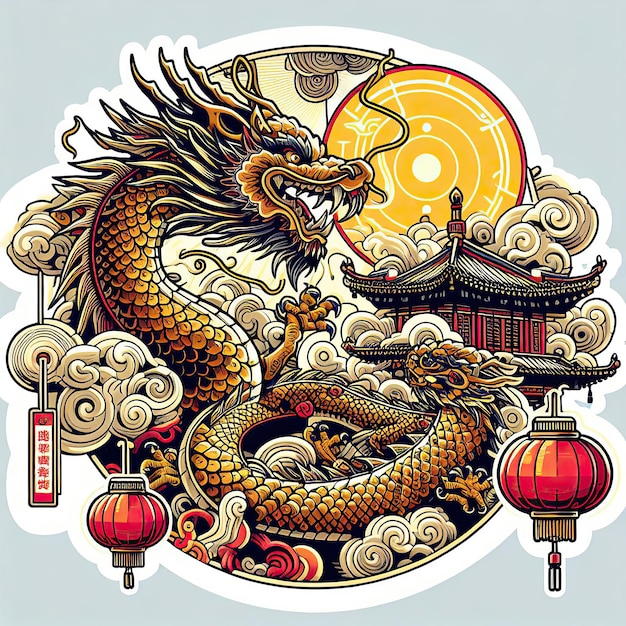 the Chinese New Year with Dragon Icon and symbol in Chinese culture