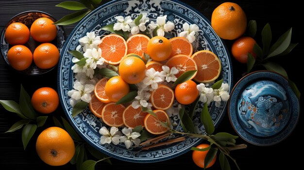 Chinese New Year With Mandarines Happy New Year Background Hd Background