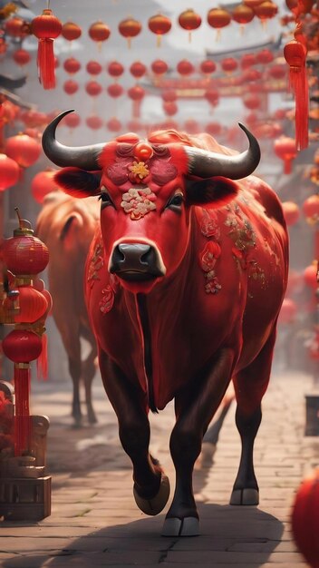 Фото Китайский новый год с концепцией быка