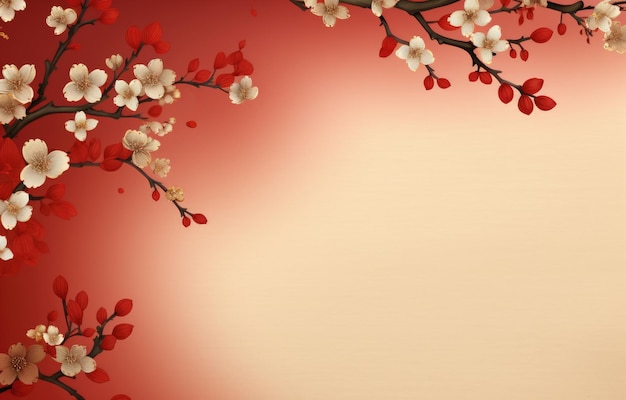 chinese new year year of the dragon banner template design with dragons clouds and flowers background
