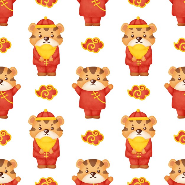 Chinese new year, year of the tiger 2022 seamless pattern