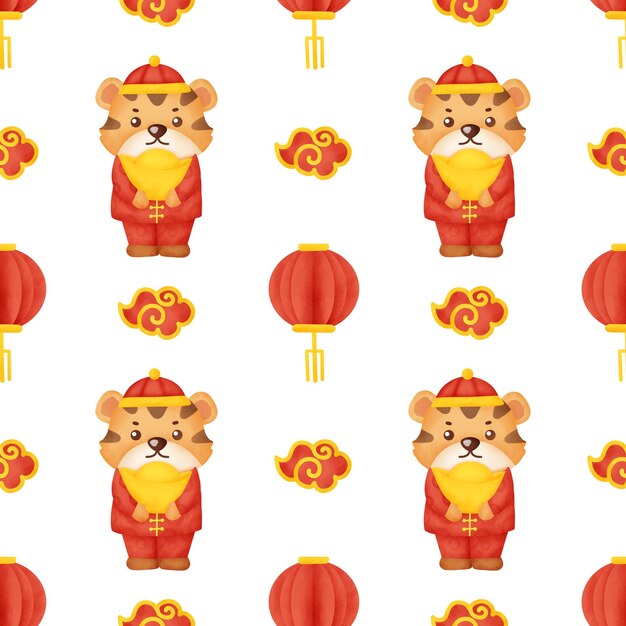 Chinese new year, year of the tiger 2022 seamless pattern