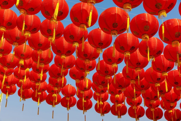 Chinese nieuwe jaarlantaarns op het stadsgebied van china.