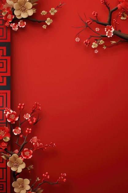 Chinese Nieuwjaarsbanner met decoratie met kopieerruimte
