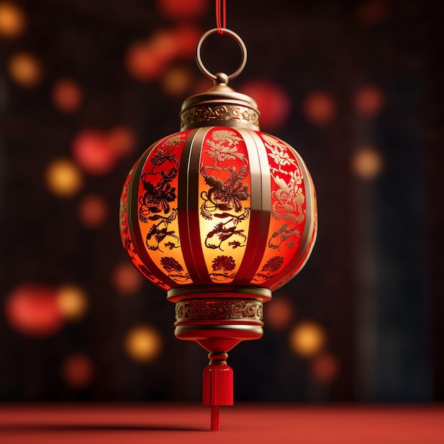 Chinese nieuwjaarsdecoratie met traditionele lantaarns of sakura bloemen Lunar nieuwjaarsconcept