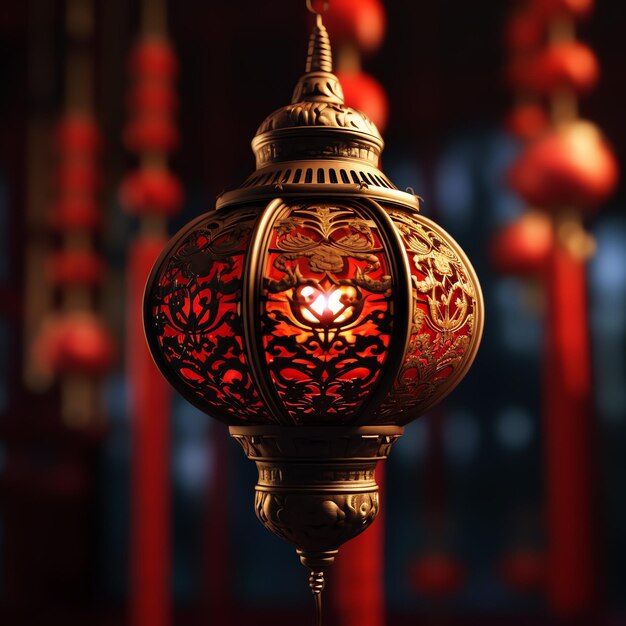 Chinese nieuwjaarsdecoratie met traditionele lantaarns of sakura bloemen Lunar nieuwjaarsconcept