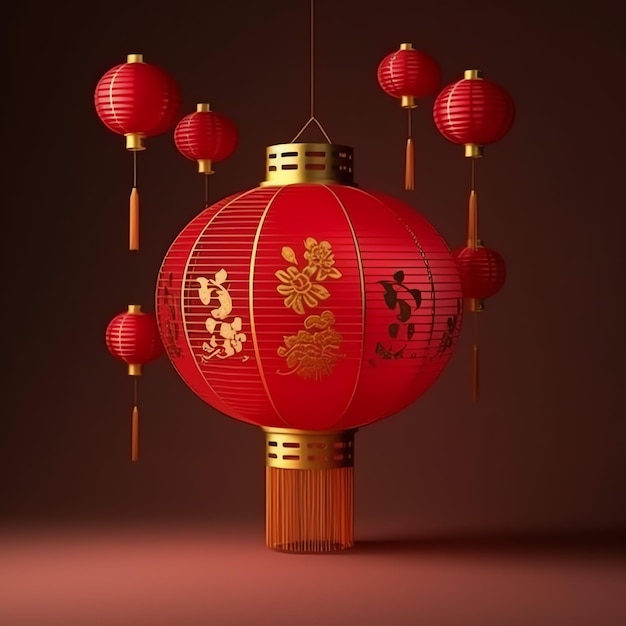 Chinese nieuwjaarsdecoratie met traditionele lantaarns of sakura bloemen Lunar nieuwjaarsconcept