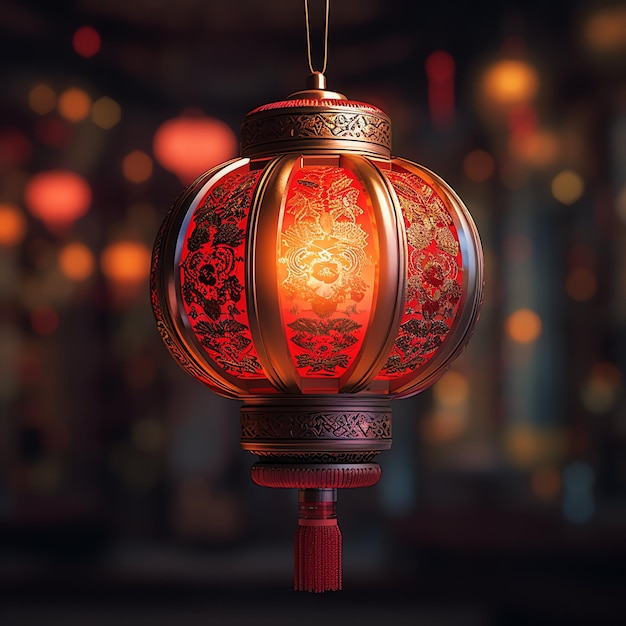Chinese nieuwjaarsdecoratie met traditionele lantaarns of sakura bloemen Lunar nieuwjaarsconcept