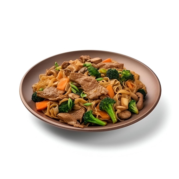 Premium AI Image Chinese Noodles With Beef And Vegetables In A Plate premium-ai-image-chinese-noodles-with-beef-and-vegetables-in-a-plate
