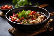 Premium AI Image Chinese Noodles With Beef And Vegetables Premium AI Image Chinese Noodles With Beef And Vegetables