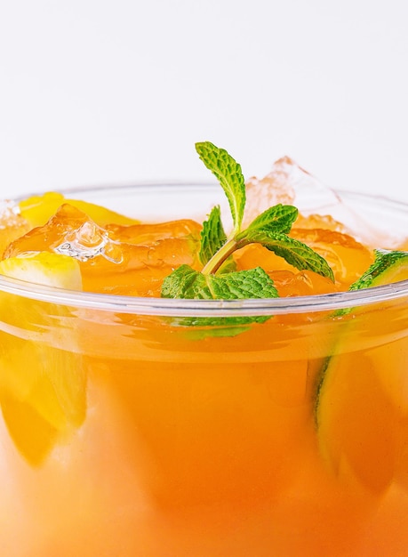 Chinese orange juice with ice and mint