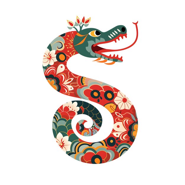 Chinese oriental Snake zodiac sign Isolated design element for Chinese New Year 2025