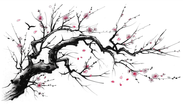 chinese painted sakura poster chinese traditions art