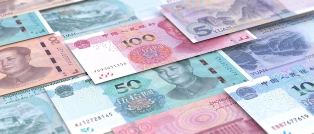 Chinese paper currency yuan renminbi bill banknotes background\
china economy finance and banking