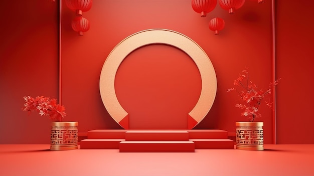 Chinese podium 3d background design aesthetic desktop wallpaper 8k Photography background