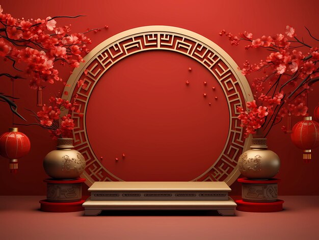 Chinese podium round stage podium Chinese New Year Chinese Festivals Mid Autumn Festival