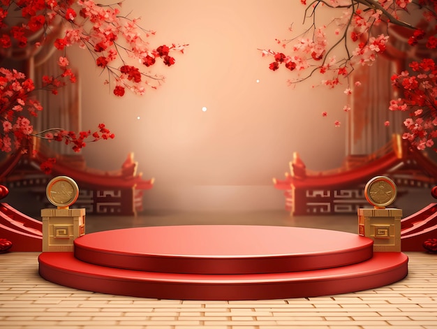 Chinese podium round stage podium Chinese New Year Chinese Festivals Mid Autumn Festival