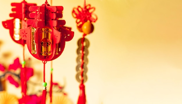 Chinese red lantern of happiness Still life