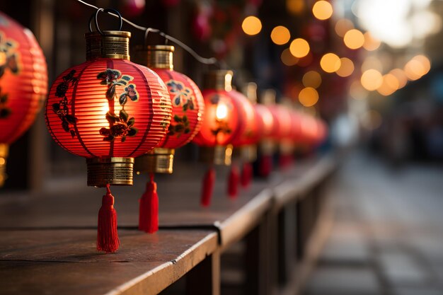 Chinese Red Lanterns Lighting the Night