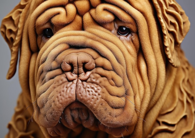 A Chinese Shar Pei's unique coat patterns and textures up close