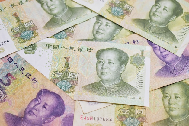 Photo chinese stacked banknotes