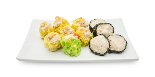 Chinese Steamed Dumpling on the white plate 