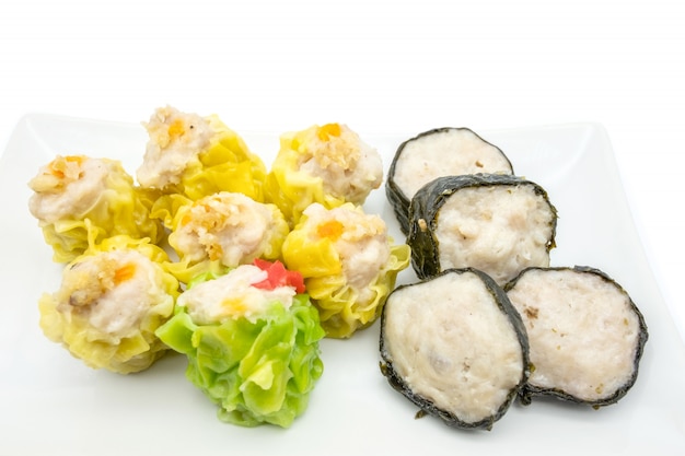 Chinese Steamed Dumpling on the white plate 