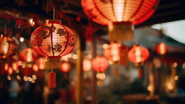 Chinese stijl lantaarn Rood levendige culturele en feestelijke opname met een Canon EOS R met een 50mm prime lens