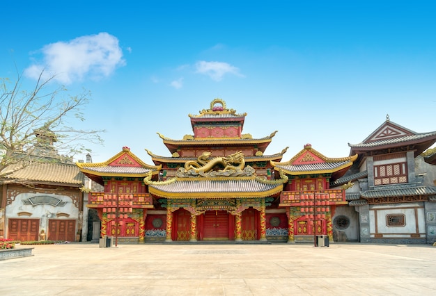 Chinese-style ancient architecture, Hainan, China.