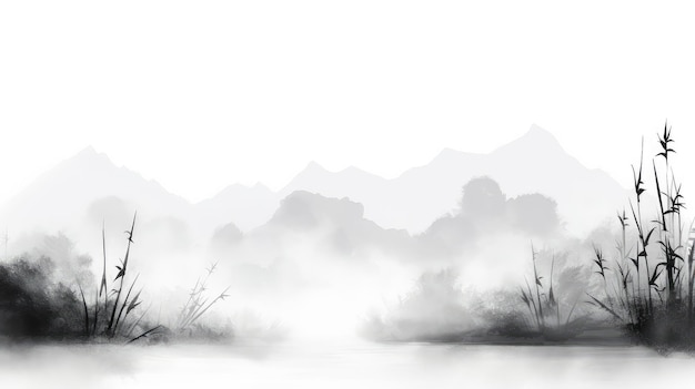 Photo chinese style ink landscape painting